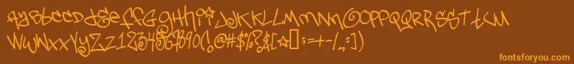 Tagsxtreme2-Schriftart – Orangefarbene Schriften auf braunem Hintergrund