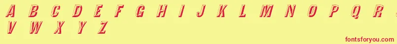 TejaratchiItalic-Schriftart – Rote Schriften auf gelbem Hintergrund