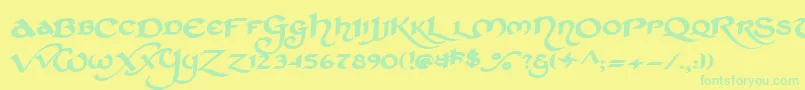 Stched-Schriftart – Grüne Schriften auf gelbem Hintergrund