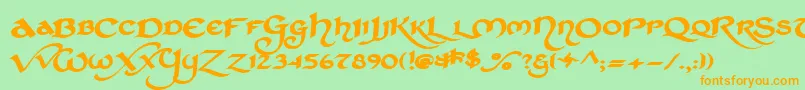 Stched Font – Orange Fonts on Green Background