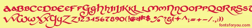 Stched Font – Red Fonts on Yellow Background