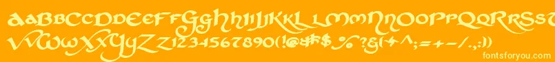 Fonte Stched – fontes amarelas em um fundo laranja