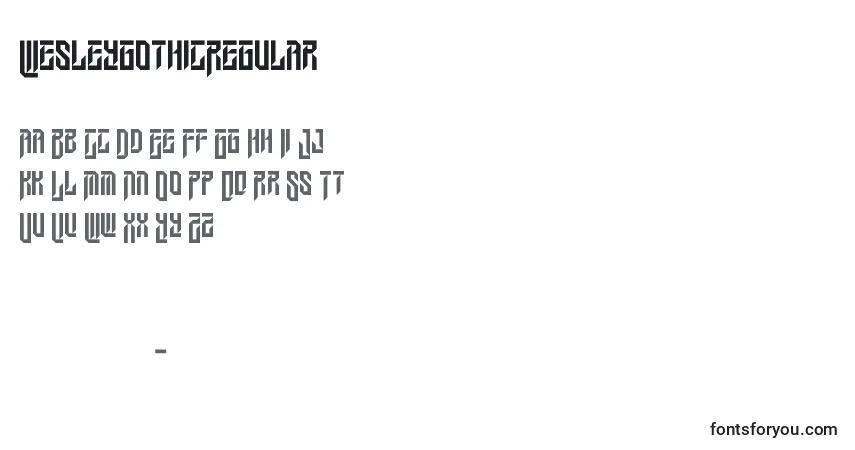 Czcionka WesleygothicRegular – alfabet, cyfry, specjalne znaki