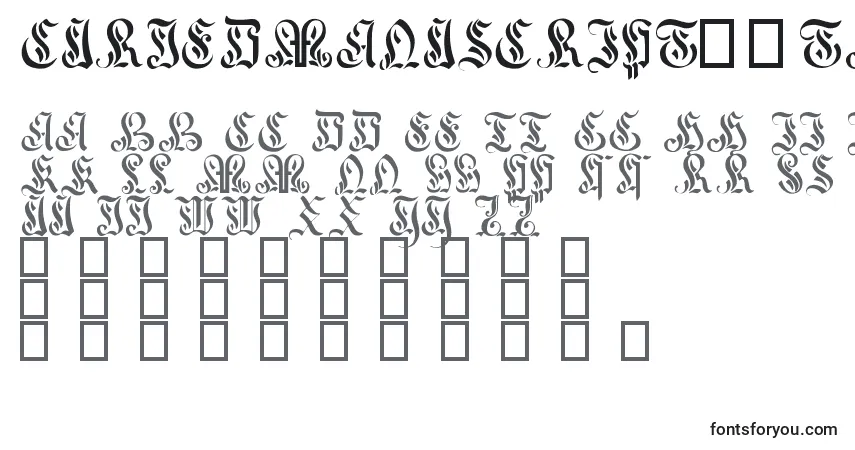 CurvedManuscript17thC-fontti – aakkoset, numerot, erikoismerkit
