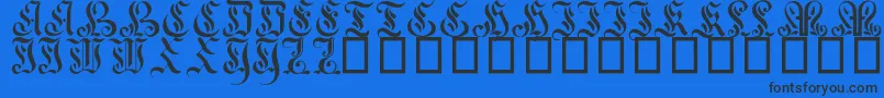 CurvedManuscript17thC Font – Black Fonts on Blue Background