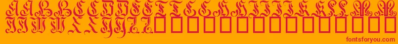 CurvedManuscript17thC-Schriftart – Rote Schriften auf orangefarbenem Hintergrund