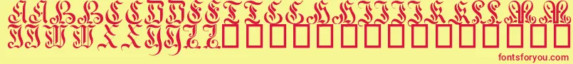 CurvedManuscript17thC-Schriftart – Rote Schriften auf gelbem Hintergrund