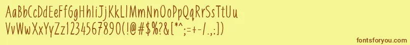 フォントLiniga – 茶色の文字が黄色の背景にあります。