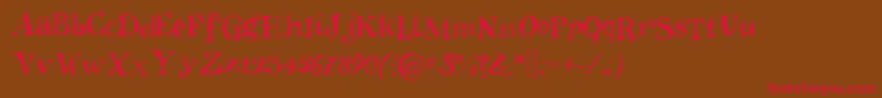 フォントInkies2 – 赤い文字が茶色の背景にあります。