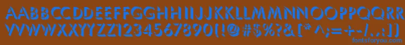 Umbles-Schriftart – Blaue Schriften auf braunem Hintergrund