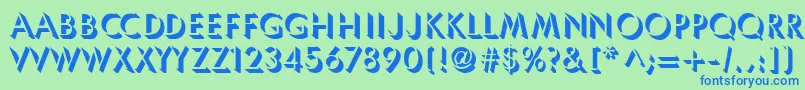 フォントUmbles – 青い文字は緑の背景です。