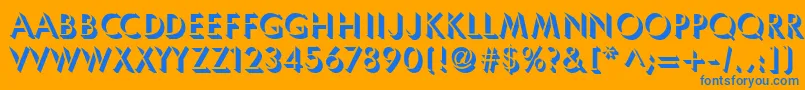 Umbles-Schriftart – Blaue Schriften auf orangefarbenem Hintergrund