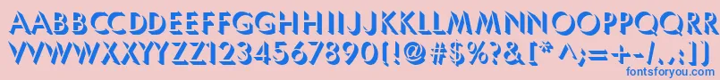 Umbles-Schriftart – Blaue Schriften auf rosa Hintergrund