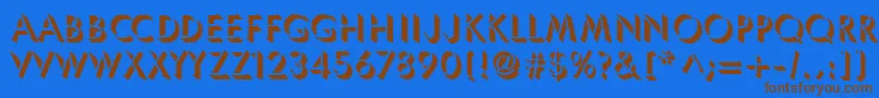 Umbles-Schriftart – Braune Schriften auf blauem Hintergrund