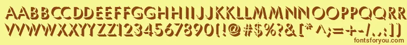 フォントUmbles – 茶色の文字が黄色の背景にあります。