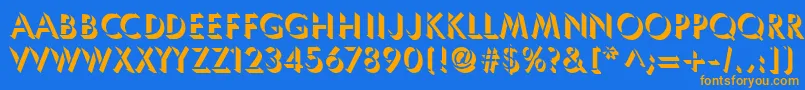 フォントUmbles – オレンジ色の文字が青い背景にあります。