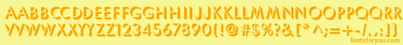 Umbles-Schriftart – Orangefarbene Schriften auf gelbem Hintergrund