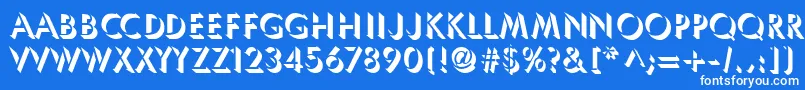 Umbles-Schriftart – Weiße Schriften auf blauem Hintergrund