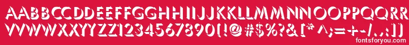 Umbles-Schriftart – Weiße Schriften auf rotem Hintergrund