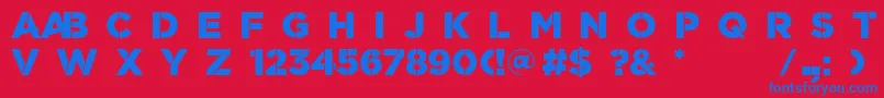 ScratchBasic Font – Blue Fonts on Red Background