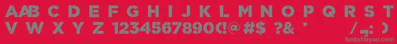 ScratchBasic-Schriftart – Graue Schriften auf rotem Hintergrund