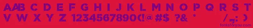 ScratchBasic Font – Purple Fonts on Red Background