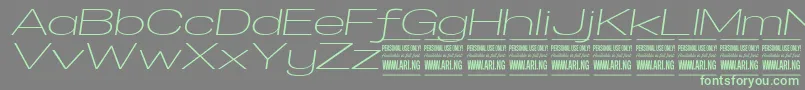 SpecifypersonalExexplightitalic Font – Green Fonts on Gray Background