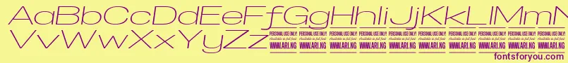 SpecifypersonalExexplightitalic Font – Purple Fonts on Yellow Background