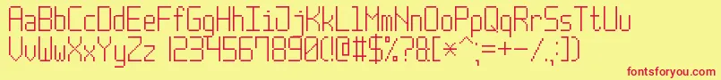 PostPixel7 Font – Red Fonts on Yellow Background