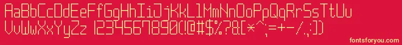 Czcionka PostPixel7 – żółte czcionki na czerwonym tle