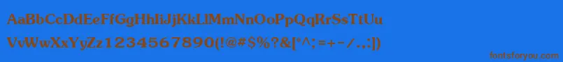 フォントJasmineupcBold – 茶色の文字が青い背景にあります。