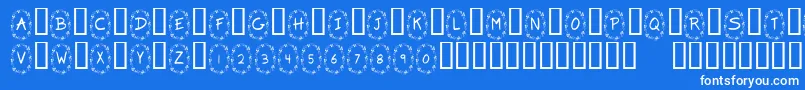 KrClover-Schriftart – Weiße Schriften auf blauem Hintergrund