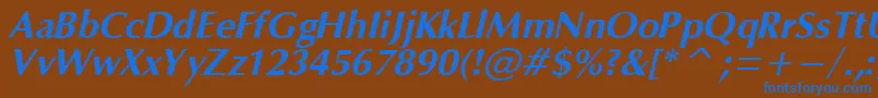 Czcionka OpiumBoldItalic – niebieskie czcionki na brązowym tle