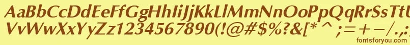 Czcionka OpiumBoldItalic – brązowe czcionki na żółtym tle