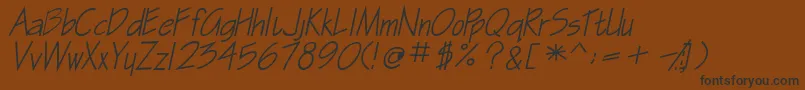 Weitere Informationen zur GasparillasskBolditalic-Schriftart GasparillasskBolditalic-Schriftart – Schwarze Schriften auf braunem Hintergrund