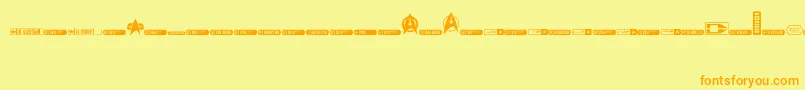 フォントDingtrek – オレンジの文字が黄色の背景にあります。