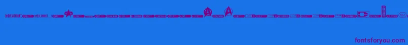 フォントDingtrek – 紫色のフォント、青い背景