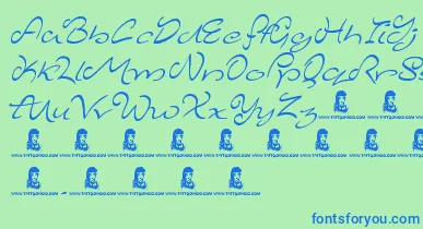 MajesticMansion font – Blue Fonts On Green Background
