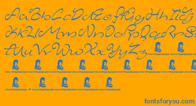 MajesticMansion font – Blue Fonts On Orange Background