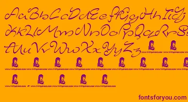 MajesticMansion font – Purple Fonts On Orange Background