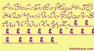 MajesticMansion font – Purple Fonts On Yellow Background