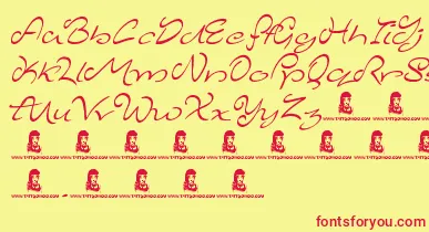 MajesticMansion font – Red Fonts On Yellow Background