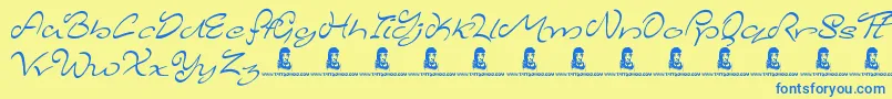 MajesticMansion Font – Blue Fonts on Yellow Background
