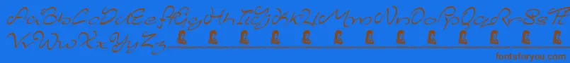 フォントMajesticMansion – 茶色の文字が青い背景にあります。
