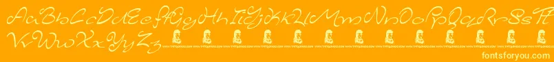Fonte MajesticMansion – fontes amarelas em um fundo laranja