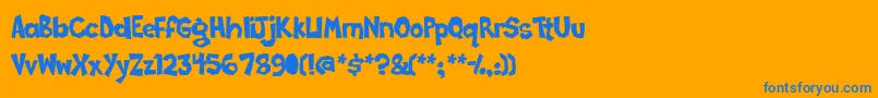 Poppycock-Schriftart – Blaue Schriften auf orangefarbenem Hintergrund