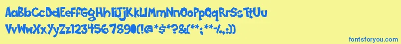 Poppycock Font – Blue Fonts on Yellow Background