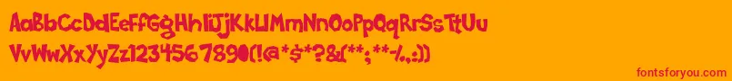 Poppycock-Schriftart – Rote Schriften auf orangefarbenem Hintergrund