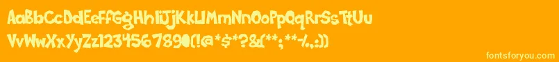 Poppycock-Schriftart – Gelbe Schriften auf orangefarbenem Hintergrund