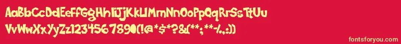 Poppycock Font – Yellow Fonts on Red Background